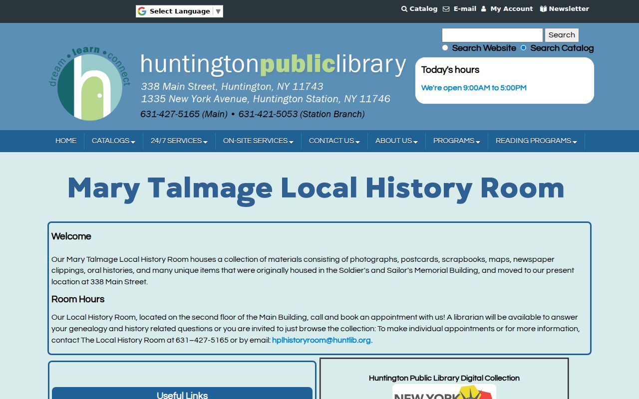 Huntington residents directory Mary Talmage Local History Room